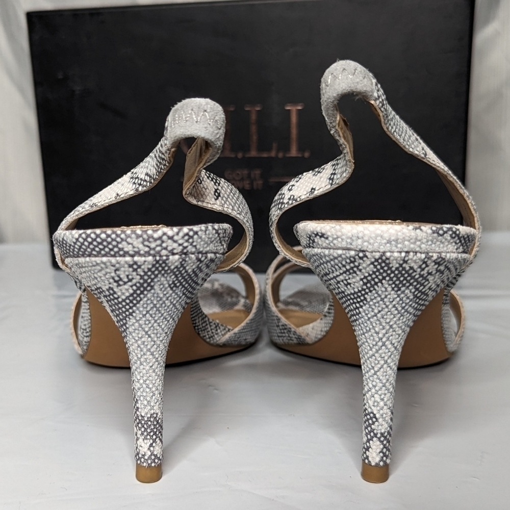 G.I.L.I. Cross-band Sling Back Mid-heel Pumps Loren Snakeskin Women's 8.5M NIB - Picture 7 of 10